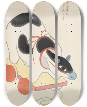 Triptych art skateboard deck of Shimizu Seif Unai No Tomo Pl 071 by Shimizu Seifu (1851-1913)