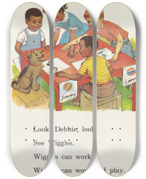 Triptych art skateboard deck of Ruth Ives Laugh With Larry Pl16 by Ruth Ives (1914)