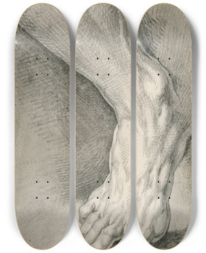 Triptych art skateboard deck of David Humbert De Superville Een Rechtervoet by David Humbert De Superville (1770-1849)