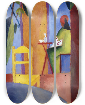 Triptych art skateboard deck of August Macke Turkish Caf by August Macke (1887-1914)