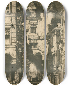 Triptych art skateboard deck of David Young Cameron Amboise by David Young Cameron (1865-1945)