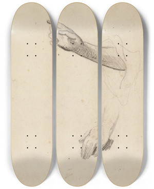 Triptych art skateboard deck of Narcissevirgile Diaz De La Pea Croquis De Main Droite Et De Main Gauche by Narcisse-Virgile Diaz de La Pea (1808-1876)