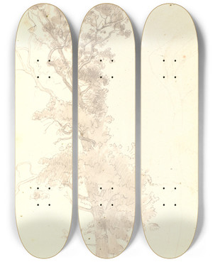 Triptych art skateboard deck of P C Skovgaard Et Stort Tr by P C Skovgaard (1817-1875)