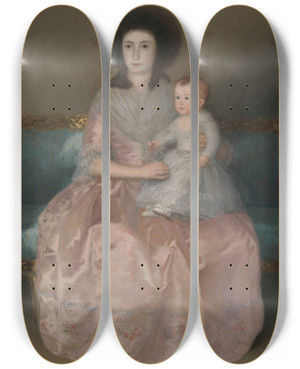 Triptych art skateboard deck of Francisco De Goya Condesa De Altamira And Her Daughter Mara Agustina by Francisco de Goya (1746-1828)