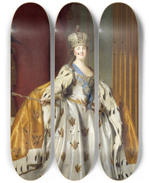 Triptych art skateboard deck of Vigilius Eriksen Katharina Ii Af Rusland I Kroningsdragt by Vigilius Eriksen (1722-1782)