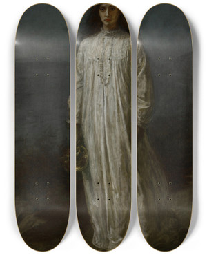 Triptych art skateboard deck of Sir John Everett Millais A Somnambulist by Sir John Everett Millais (1829-1896)