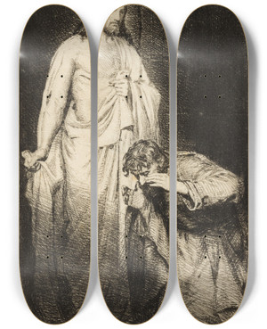 Triptych art skateboard deck of Carl Bloch Christ And The Doubting Thomas by Carl Bloch (1834-1890)