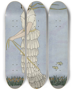 Triptych art skateboard deck of Monogrammist Mfn Robe De Nansouk_1 by Monogrammist Mfn