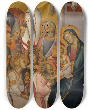 Triptych art skateboard deck of Bartolo Di Fredi The Adoration Of The Magi by Bartolo di Fredi (1330-1410)