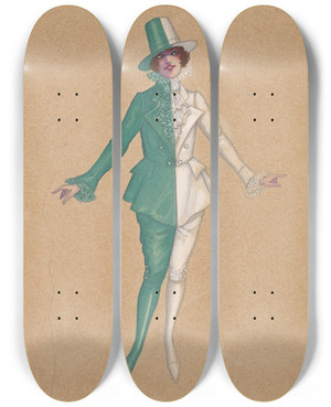 Triptych art skateboard deck of Will R Barnes Green Boys by Will R Barnes (1939)