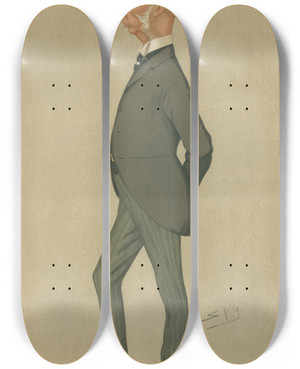 Triptych art skateboard deck of Leslie Matthew Ward Politicians Ipswich Senior Sir Charles Dalrytmple September 10 1892 by Leslie Matthew Ward (1851-1922)