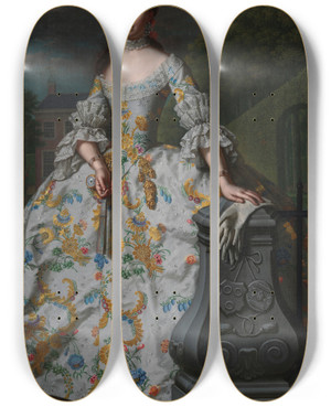 Triptych art skateboard deck of Mattheus Verheyden Portrait Of Charlotte Beatrix Strick Van Linschoten by Mattheus Verheyden (1700-1776)