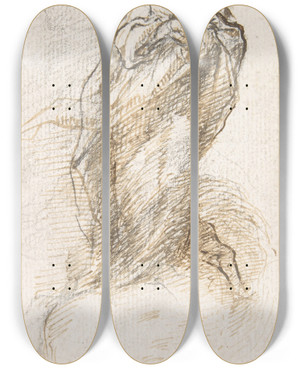 Triptych art skateboard deck of Pedro Duque Y Cornejo Virgin Of The Immaculate Conception Standing On Clouds_1 by Pedro Duque Y Cornejo (1677-1757)