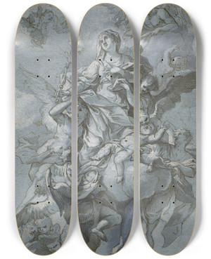 Triptych art skateboard deck of Johann Georg Bergmller The Immaculate Conception by Johann Georg Bergmuller (1688-1762)