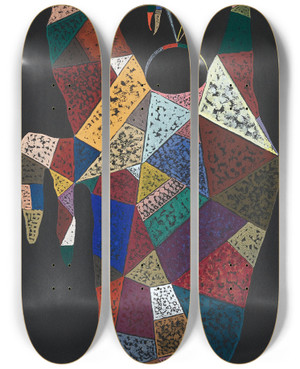 Triptych art skateboard deck of Wassily Kandinsky Ohne Titel_6 by Wassily Kandinsky (1866-1944)