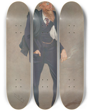 Triptych art skateboard deck of Leslie Matthew Ward Doctors And Scientists The Transit Of Venue Earl Of Crawford C1908 by Leslie Matthew Ward (1851-1922)