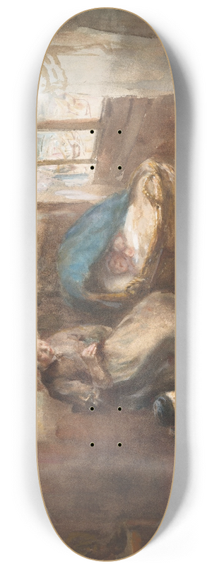 Albert Neuhuys - Interieur met een vrouw bij een wieg en een jongetje op de grond 8.25 inch art skate deck