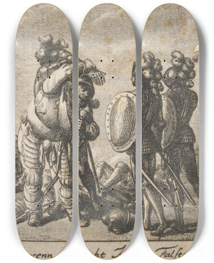 Triptych art skateboard deck of Daniel Nikolaus Chodowiecki Henry Iv Part I Act V Scene Iv by Daniel Nikolaus Chodowiecki (1726-1801)