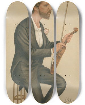 Triptych art skateboard deck of Carlo Pellegrini Musicians First Violin Hrh Duke Of Edinburgh January 10 1874 by Carlo Pellegrini (1839-1889)