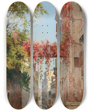 Triptych art skateboard deck of Antonietta Brandeis Palazzo Albrizzi Venezia by Antonietta Brandeis (1848-1926)