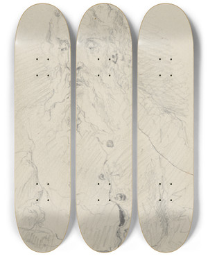 Triptych art skateboard deck of Stanisaw Wyspiaski Copy Of A Male Character From Jan Matejkos Composition by Stanislaw Wyspianski (1869-1907)