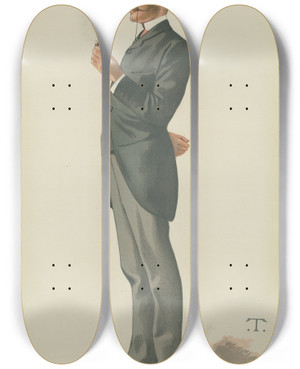 Triptych art skateboard deck of Leslie Matthew Ward Politicians A Postmaster General Sir James Fergusson April 30 1892_1 by Leslie Matthew Ward (1851-1922)