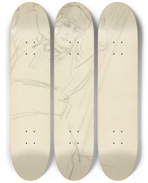 Triptych art skateboard deck of Pierre Bonnard Femme La Chaise Longue by Pierre Bonnard (1867-1947)