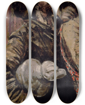 Triptych art skateboard deck of Walter Richard Sickert The Miner by Walter Richard Sickert (1860-1942)
