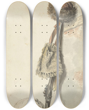 Triptych art skateboard deck of Jacob Van Strij Jachtstilleven Met Vogelkooi by Jacob Van Strij (1756-1815)