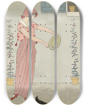 Triptych art skateboard deck of Monogrammist Mfn Robe Pour Les Vacances_1 by Monogrammist Mfn