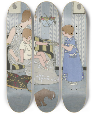 Triptych art skateboard deck of Monogrammist Mfn Robe De Petite Fill by Monogrammist Mfn