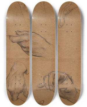Triptych art skateboard deck of Lucolivier Merson Etude De Mains by Luc-Olivier Merson (1846-1920) Triptych art skateboard deck of Lucolivier Merson Etude De Mains by Luc-Olivier Merson (1846-1920)