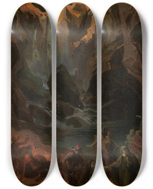Triptych art skateboard deck of Friedrich Preller The Elder Odysseezyklus 8 by Friedrich Preller The Elder (1804-1878)