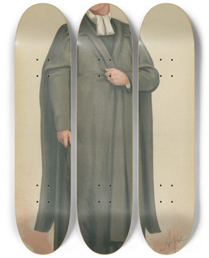 Triptych art skateboard deck of Carlo Pellegrini Teachers And Headmasters Christ Church The Very Reverand Henry George Liddell January 30 1875 by Carlo Pellegrini (1839-1889)