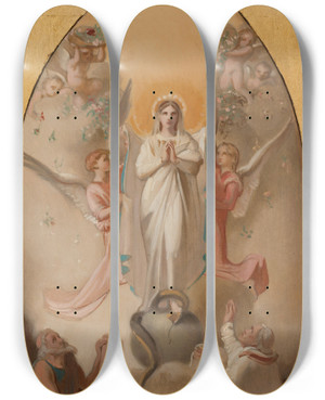 Triptych art skateboard deck of Victorlouis Mottez Limmacule Conception Prdite Par Le Prophte Isae by Victor-Louis Mottez (1809-1897)