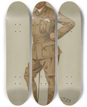 Triptych art skateboard deck of Leslie Matthew Ward Military And Navy Soldier And Correspondent Colonel Francis William Rhodes June 8 1899 by Leslie Matthew Ward (1851-1922)