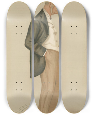 Triptych art skateboard deck of Leslie Matthew Ward Politicians One Of Those Sir Walter Barttelot Barttelot Oct 23 1886 by Leslie Matthew Ward (1851-1922)