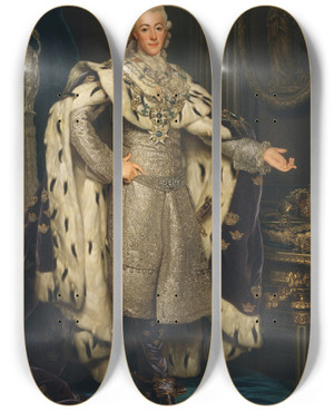 Triptych art skateboard deck of Alexander Roslin Gustav Iii 17461792 Konung Av Sverige by Alexander Roslin (1718-1793)