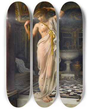 Triptych art skateboard deck of Edward John Poynter Diadumen by Edward John Poynter (1836-1919)