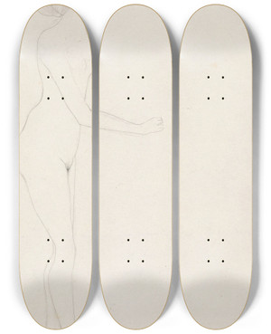 Triptych art skateboard deck of Karel De Nere Tot Babberich Staande Naakte Vrouw by Karel De Neree Tot Babberich