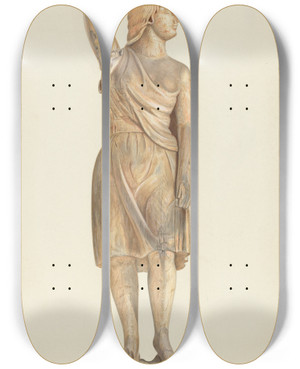 Triptych art skateboard deck of Lawrence Flynn Circus Wagon Figure by Lawrence Flynn (1900-1973)