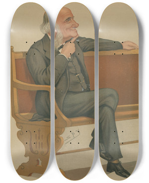 Triptych art skateboard deck of Leslie Matthew Ward Musicians G Sir George Grove January 31 1891 by Leslie Matthew Ward (1851-1922)