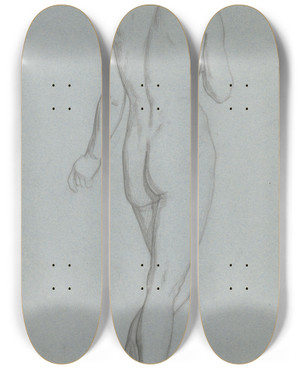 Triptych art skateboard deck of Jan Veth Staand Vrouwelijk Naakt Op De Rug Gezien by Jan Veth (1864-1925)