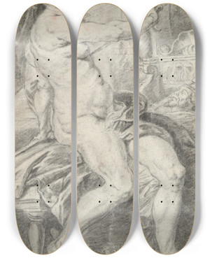 Triptych art skateboard deck of Peter Paul Rubens Death Ofdido by Peter Paul Rubens (1577-1640)