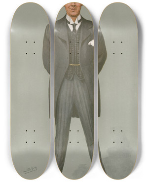 Triptych art skateboard deck of Leslie Matthew Ward Doctors And Scientists A Master Of The Knife Sir A Fripp by Leslie Matthew Ward (1851-1922)