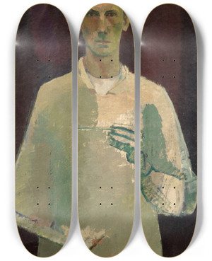 Triptych art skateboard deck of Franz Marent Selfportrait With Palette_2 by Franz Marent (1895-1918)
