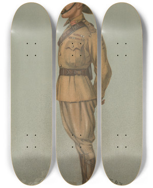 Triptych art skateboard deck of Leslie Matthew Ward Military And Navy Mixed Forces General Sir Ian Hamilton May 2 1901 by Leslie Matthew Ward (1851-1922)