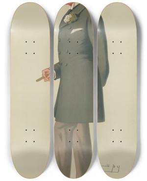 Triptych art skateboard deck of Leslie Matthew Ward Miscellaneous Self Conquest The Earl Of Lonsdale June 14 1879 by Leslie Matthew Ward (1851-1922)