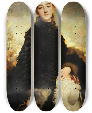 Triptych art skateboard deck of Charles Chaplin Portrait De Femme by Charles Chaplin (1825-1891)