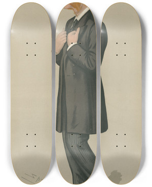 Triptych art skateboard deck of Leslie Matthew Ward Politicians New South Wales The Rt Hon The Earl Of Jersey 11 October 1890 by Leslie Matthew Ward (1851-1922)